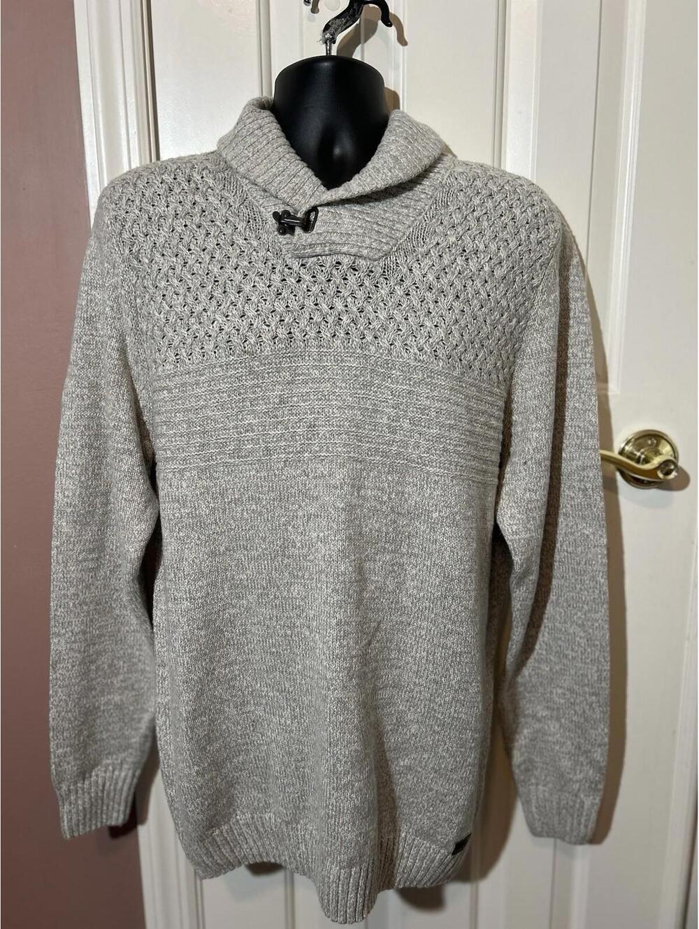 Outpost Makers Professor Sweater Mens Size L The Buckle Shawl Collar Taupe New